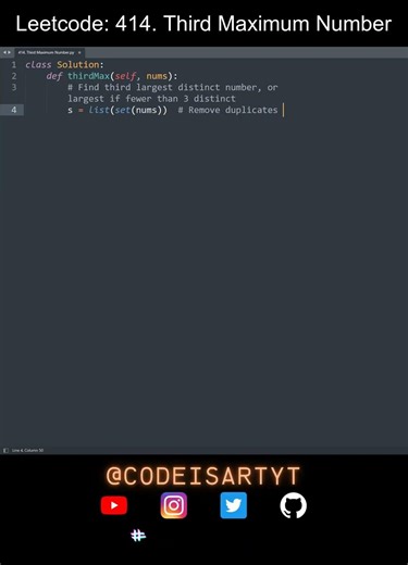 Leetcode 414. Third Maximum Number in Python | Python Leetcode | Python Coding Tutorial | ASMR