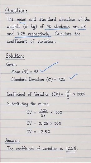 Coefficient of Variation solved example