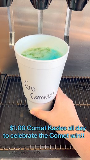 A COMET WIN!! And a playoff win at that!! $1.00 Comet Kazies all day long! 💫 💙🏈 #comets #football #kahunasburgers #letsgo | Kahuna's Burgers