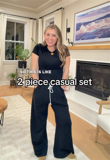 This two piece set is so comfy!! #casualoutfits #womensfashion #twopieceset #loungewear #tiktokshopcreatorpicks