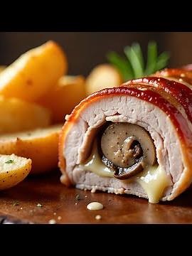 Succulent pork tenderloin wrapped in bacon, filled with mushrooms and cheese | ZeyZone Really Del...