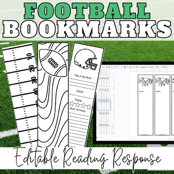 Football Bookmarks, Super Football Bowl Editable Bookmarks, Reading Response