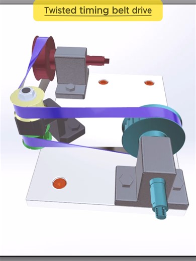 Twisted timing belt drive #timingbelt#mechanism#mechanicalengineering#engineering#machine#engineeringanimation
