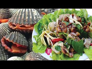 ញុាំងាវជូអែម | Khmer Food - Seafood Khmer is Oysters Pickled with Vegetables