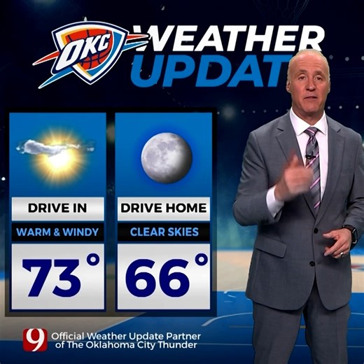 Warm and windy is the forecast heading into tonight's game ☀️💨 David Payne brings you today's KWTV - NEWS 9 Weather Update | Oklahoma City Thunder