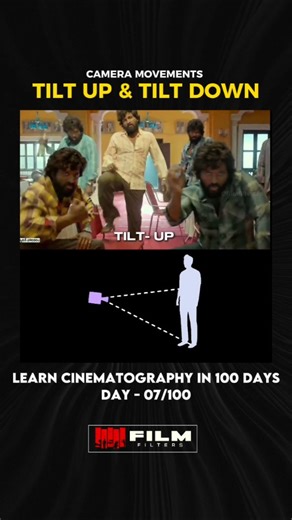 Film Filters | Jayanth Adari on Instagram: "Day - 07/100 - Tilt Shot Follow : @filmfilters.in Learn cinematography in 100 Days A tilt shot is a cinematographic technique where the camera rotates up or down on a vertical plane, creating an illusion of depth and movement within a scene. This technique is used to emphasize certain elements, guide the viewer’s eye, or convey emotions. [Tilt shot in filmmaking,Camera tilt technique,Cinematic camera movements, ilm directing tips,Visual storytelling,Ca