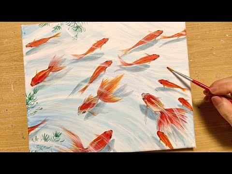 How to draw goldfish with acrylic paint / Simple acrylic painting for beginners / Step by step