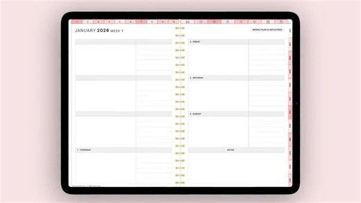 Undated 2026-2027 Digital Planner PDF: Hyperlinked Daily, Weekly Monthly Planner GoodNotes, Notability, Xodo
