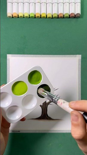 How to Paint a Realistic Tree using a Round Brush! 🌳✨ Easy Art Idea! 💡