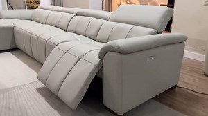 Luxury Power Reclining Sectional Sofa Oversized Genuine Leather Motion Couch for Living Room, L-Shaped Right Facing Power Reclining Sofa Couch W/Chaise Recliner,USB Ports and Adjustable Headrests