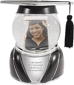 Things Remembered Personalized Graduation Cap Photo Musical Snow Globe (Free Customization), Plays Pomp and Circumstance Music