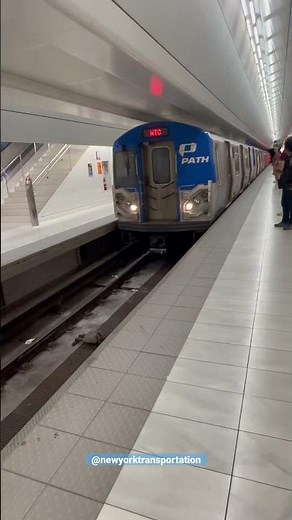 PATH train arriving at World Trade Center / Oculus Station in New York City