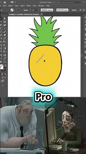 Can You Spot the Pro Pineapple? 🍍 Illustrator Beginner vs Pro