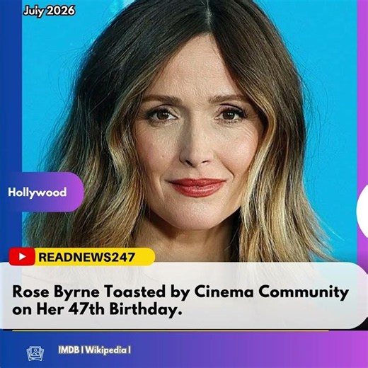Rose Byrne Toasted by Cinema Community on Her 47th Birthday.\n\nThe acclaimed Australian actress offic