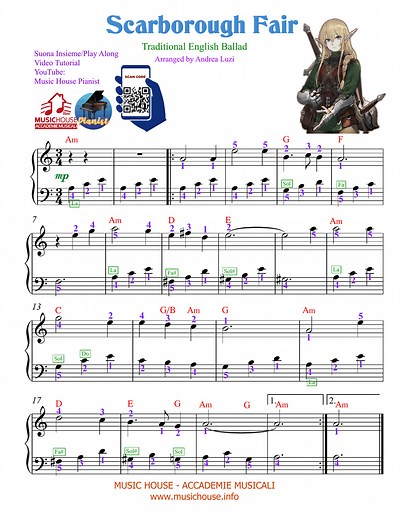 Scarborough Fair - EASY PIANO - Easy Piano - Beginning Digital Sheet Music | Sheet Music Plus