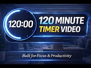 2 Hour Timer | 120 Minute Countdown | No Sound | Simple & Clean | Study • Work • Office