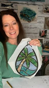 Let’s reveal our vibrant Palm Tree Teardrop Faux Stained Glass Suncatcher! Watch the tutorials on my page for more information! #glassart #resinart #deepsouthshelling #create #coastalart #mixedmedia #shatteredglass #stained #glass #stainedglass #suncatcher | Mettle Modern Design