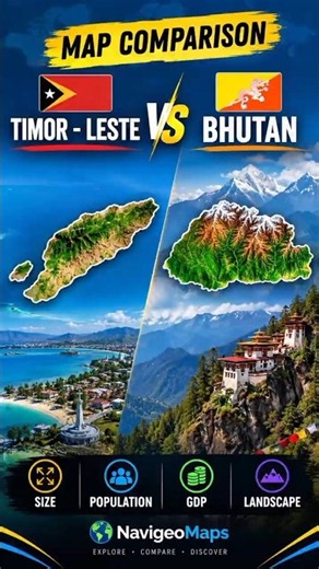 Timor-Leste 🇹🇱 vs Bhutan 🇧🇹 | Map Comparison | Country Size & Geography Comparison