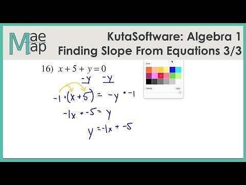 KutaSoftware: Algebra 1- Finding Slope From An Equation Part 3