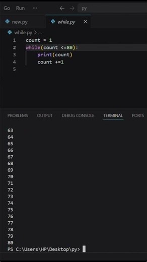 Python Part 14 – While Loop | Print Numbers 1 to 80 🔥 #coding #python