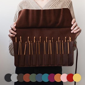 Knitting Needle Case, Crochet Gift Idea, Storage for Needles, Circular Needle Case, Leather Knitter Bag, Knit Tool Storage - Etsy