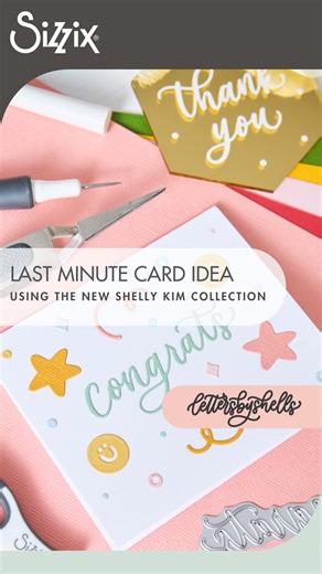 Sizzix on Instagram: "💫 Last-minute card idea for every celebration! 💫 @lettersbyshells shows how to quickly create a Congrats card using the Cheerful Phrases and Fun Doodles die sets from her new collection. Perfect for any occasion when you’re in a rush! 🎉 ✨ These sets are compatible with the Sizzix Sidekick, making quick creations easier for all levels of crafters! Make custom cards with a pop of color and a personal touch! 🎨 #Sizzix #LettersbyShells #QuickCards #LastMinuteCards #SizzixSi