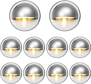 FVTLED Pack of 10 Low Voltage LED Deck Light Kit Φ1.38 Waterproof Outdoor Step Stairs Garden Yard Patio Landscape Decor Lights Warm White Lamp