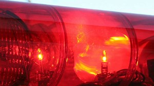 Debris in roadway after two-vehicle crash