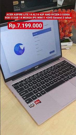 Laptop multitasking ACER ASPIRE LITE 14 AL14 42P AMD RYZEN 3 5300U 8GB 512GB 14 WUXGA IPS WIN11 w...