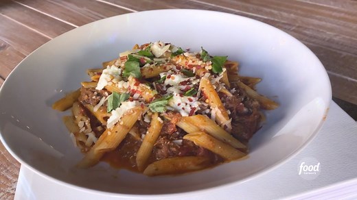 Adding short ribs to your pasta dish? Game changer 💥 Guy Fieri's friend and fellow #GuysGroceryGames judge Chef G. Garvin sent him all of the ingredients to make short rib ragu and it is truly out-of-BOUNDS 🍝 #DDD, Fridays at 9|8c | Food Network