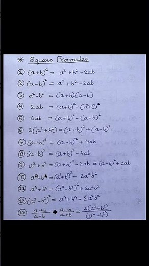 📘 All Square Formulas | Easy Way to Learn | Maths Short Video