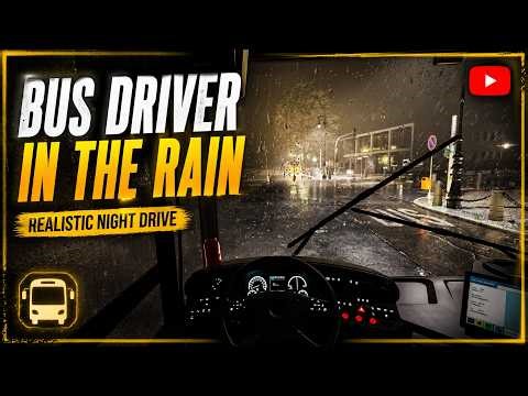 Realistic Bus Driving in Heavy Rain | Night Drive Gameplay (Ultra Graphics)