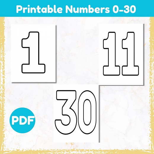 Large Printable Number Templates| Printable Block Numbers 0-30| Kid Colouring| PDF| Poster Kindergarten| School Board | Instant Download - Etsy