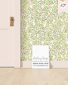 Sage Green Pink Floral Wallpaper | Peel and Stick, Prepasted, Unpasted | Watercolor Botanical | FL059 - Etsy