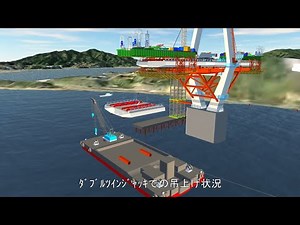 斜張橋 主桁吊り上げ装置作動説明