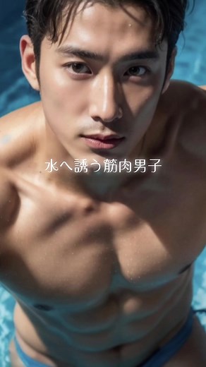 【AI】水へ誘う筋肉男子の競パン姿！イケメンマッチョが水着で登場
