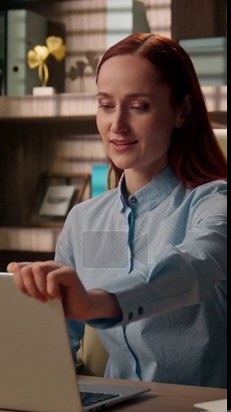 Smiling Caucasian business woman starting work on laptop in office morning happy female businesswoman employee typing computer at desk manager beginning day email online job studying indoors workplace Stock Video Footage - Alamy