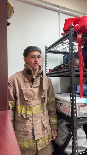 Firefighter's Essential Preparation in Storage Room