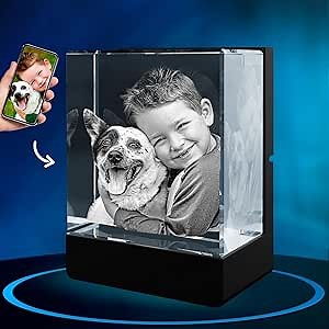 ArtPix 3D Crystal Photo Frame with LED Lights, Customized Gifts for Women, Men, Wife, Husband, Mom, Great Personalized Gifts With Your Own Photo, 3D Photo Crystal, Custom 3D Picture