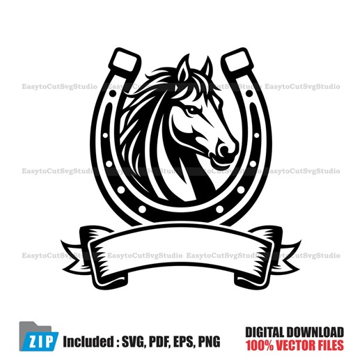 Horse Horseshoe SVG: Equestrian Logo Illustration (digital Download) - Etsy UK