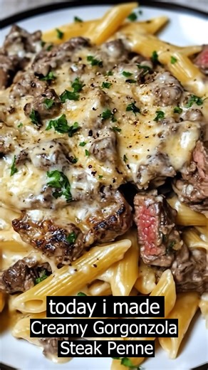 Creamy Gorgonzola Steak Penne Prep Time: 10 minutes | Cook Time: 20 minutes | Servings: 4 Ingredients: 12 oz penne pasta 1 lb sirloin steak, cut into bite-sized strips Salt & black pepper, to taste 2 tbsp olive oil 3 cloves garlic, minced 1 cup heavy cream 1/2 cup crumbled Gorgonzola cheese 1/4 cup grated Parmesan 1 tsp Italian seasoning Fresh parsley, for garnish Directions: Cook penne according to package instructions; drain and set aside. Season steak strips with salt and pepper. In a large s