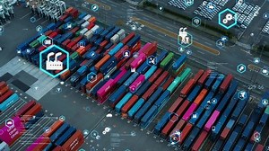 Smart logistics concept. Communication network. Digital transformation.