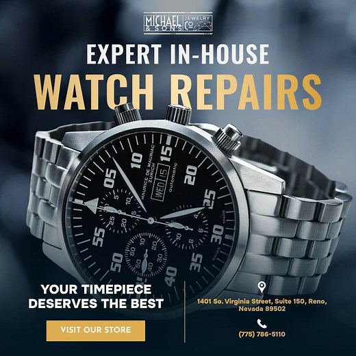 Michael and Son's Jewelers now offers in-house watch repair services! Enjoy fast turnaround times and expert care for both vintage and modern watches. Your cherished timepieces will receive the attention they deserve, ensuring they look and function beautifully. | Michael & Son's Jewelry Company