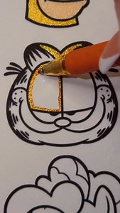 Garfield colored with Pentel sparkle pop pens #garfield #coloring #satisfying #art #cute | Alba Leon Coloring Books
