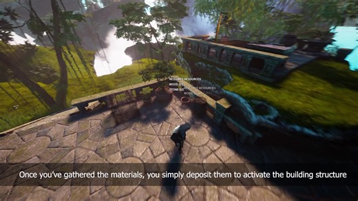 Introducing Ghost Building Originally, our building system followed a very traditional survival game rule: have the materials = craft or build the item. While functional, we found it often interrupted creative flow. So we asked ourselves, why should creativity wait? Here’s how it works: 🔹 You can place structures before you have all the required resources 🔹 Your build exists as a ghost build until you’re ready to deposit the materials 🔹 Once you’ve gathered the materials, you (or your Guardia