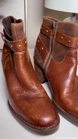 Born Brown Leather Ankle Boots Women's Size 8 Moto Buckle Block Heel - Etsy