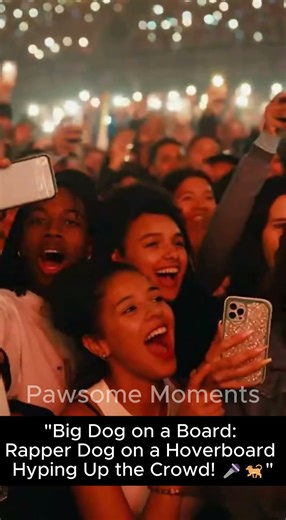 "Big Dog on a Board: Rapper Dog on a Hoverboard Hyping Up the Crowd! 🎤🐕"| Pawsome Moments USA #cat