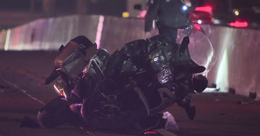 LAPD motorcycle officer hospitalized after 405 Freeway crash in West LA