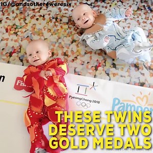 1.2M views · 587 reactions | OLYMPIC BABIES! 磊 In case you needed a smile today, take a look at these two adorable babies recreating moments from the #WinterOlympics. Give them all the gold medals! ❤️ (: IG/andsothereweresix) | WFLA News Channel 8 | Facebook