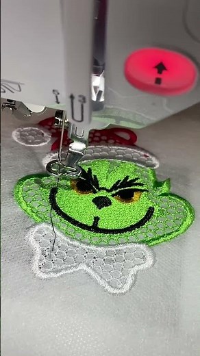 Watch me make 🌟Santa Grinch Ornament🌟 lace made with embroidery machine #christmas #ornaments #diy